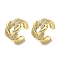 Rack Plating Brass Micro Pave Clear Cubic Zirconia Knot Cuff Earrings for Women, Cadmium Free & Lead Free, Long-Lasting Plated, Real 18K Gold Plated, 15.5x10.5mm