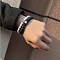 Fashion Retro Black Matte Bracelet Set with Zircon Crown, Diamond Ball, Dice, Lion Head Bracelet