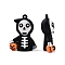 Halloween Theme PVC Pendants, for DIY Keychain Making, Demon, Black, 47x36x16mm, Hole: 3mm