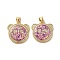 Brass Micro Pave Cubic Zirconia with Synthetic Opal Pendants, Cadmium Free & Lead Free, Real 18K Gold Plated, Panda, Flamingo, 19x18x3mm, Hole: 4x3.5mm