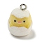 Flocking Resin Cute Pendants, Easter Animal Charms with Platinum Plated Iron Loops, Chick, 18x13x13mm, Hole: 2mm