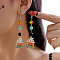 Alloy Colorful Enamel & Round Acrylic Beaded Halloween Pumpkin Ghost Dangle Earrings, Golden, 91x22mm