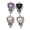 Rack Plating Alloy & Glass Charms, Lead Free & Cadmium Free & Nickel Free, Heart Charms, Platinum, 14x8x4.5mm, Hole: 1.6mm