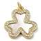 Brass Micro Pave Cubic Zirconia Pendants, Cadmium Free & Lead Free, with Shell, Clover, Real 18K Gold Plated, 18.5x18x2.5mm, Hole: 3.4mm