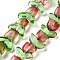 Transparent Glass Beads Strands, Two Tone, Tulip, Indian Red, 6.5~9x9~14x4~5.5mm, Hole: 1mm, about 29pcs/strand, 15.71''(39.9cm)