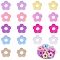18Pcs 9 Colors Flower Food Grade Eco-Friendly Silicone Focal Beads, Mixed Color, 27x27.5x7.5mm, Hole: 2mm, 2pcs/color