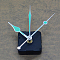 Plastic Long Shaft Clock Movement Mechanism, with Aluminum Pointer, Black, 56x56x16mm, Pin: 12x6mm