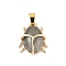 Natural Labradorite Pendants, Brass Bettle Charms, Golden, 17.5x15x7.5mm, Hole: 5.5x3.5mm