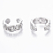 Brass Cuff Earrings, Curb Chain, Nickel Free, Real Platinum Plated, 12x6mm