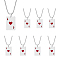 8Pcs Heart Playing Card Stainless Steel Enamel Pendant Necklaces, with Alloy Box Chains, Red, 27.95 inch(71cm)