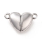 Non-Tarnish 316 Surgical Stainless Steel Magnetic Clasps, Heart, Stainless Steel Color, 10.5x17x5.5mm, Hole: 1.5mm