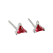 Geometric Triangle Cubic Zirconia Stud Earrings, Simple 925 Sterling Silver Earings, Silver, Red, 5x5mm