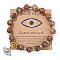 Natural Leopard Skin Jasper Round Beads Stretch Bracelets, Alloy Micro Pave Clear Cubic Zirconia Evil Eye Charm Bracelets for Women, 7-1/2 inch(19cm)