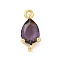 Brass Pave Cubic Zirconia Connector Charms, Teardrop Links, Real 18K Gold Plated, Long-Lasting Plated, Cadmium Free & Lead Free, Rack Plating, Purple, 14x6.5x4.5mm, Hole: 1.2mm