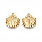 304 Stainless Steel Pendants, Ion Plating(IP), Shell Shape Charms, Real 18K Gold Plated, 18x16x2.5mm, Hole: 1.8mm