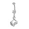 Piercing Jewelry, Brass Cubic Zirciona Navel Ring, Belly Rings, with 304 Stainless Steel Bar, Lead Free & Cadmium Free, Clear, 47mm, Pendant: 25x15mm, Bar: 14 Gauge(1.6mm), Bar Length: 3/8