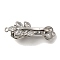 Brass Micro Pave Clear Cubic Zirconia Fold Over Clasps, Cadmium Free & Nickel Free & Lead Free, Leaf, Platinum, 30mm