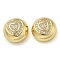 Rack Plating Brass Micro Pave Cubic Zirconia Pendants, Long-Lasting Plated, Lead Free & Cadmium Free, Flat Round Charms, Real 18K Gold Plated, 12.5x6.5mm, Hole: 3.5x2.5mm