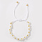 Bohemian Style Glass Seed Round Beads Braided Bead Bracelets for Women, Daisy, with Plastic Imitation Pearl, White, Inner Diameter: 11 inch(28cm)