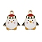 304 Stainless Steel Pendants, with Enamel, Ion Plating(IP), Real 18K Gold Plated, Penguin, 18x15x1mm, Hole: 2.5mm