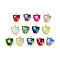 Glass Pendants, with Golden Brass Findings, Faceted, Leopard Charms, Mixed Color, 16.5x14x7.5mm, Hole: 1.6mm