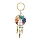 Natural Green Aventurine Keychain, with Iron Split Key Rings, Alloy Wing Charms and Mixed Gemstone Tree of Life Linking Rings, 11.2cm