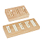 2Pcs 2 Styles Rectangle 5-Slot Bamboo & 3-Slot Wood Ring Display Tray Stands, Finger Ring Organizer Holder, with PU Imitation Leather Inside, Lemon Chiffon, 9.2~15x5.9~6x1.7cm, 1pc/style