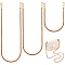 3Pcs 3 Styles Iron Flat Snake Chain Bag Straps, with Alloy Snap Clasp, Light Gold, 400~1220x6mm, 1pc/style