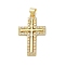 Brass Micro Pave Clear Cubic Zirconia Pendants, Cadmium Free & Nickel Free & Lead Free, Cross, Real 18K Gold Plated, 29.5x18.5x2mm, Hole: 4.5x3.5mm