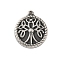 304 Stainless Steel Tibetan Style Pendants, Flat Round with Tree, Antique Silver, 18x15x3mm, Hole: 1.4mm