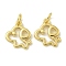 Rack Plating Brass Pendants, with Jump Rings, Long-Lasting Plated, Lead Free & Cadmium Free, Zodiac Charm, Dog, 13.8x11x1.5mm, Hole: 3.5mm