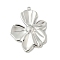 304 Stainless Steel Pendants, Flower Charms, Stainless Steel Color, 36x27x3mm, Hole: 1.6mm