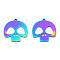 Ion Plating(IP) 201 Stainless Steel Pendants, Halloween Style, Skull, Rainbow Color, 26x25x1mm, Hole: 1.4mm