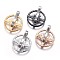 304 Stainless Steel Pendants, Flat Round with Star, Mixed Color, 28.5x23x7.5mm, Hole: 3mm