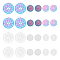 24Pcs 6 Style Ion Plating(IP) 201 & 304 Stainless Steel Filigree Pendants, Etched Metal Embellishments, Flat Round with Sun & Moon, Mixed Color, 32.5x30x0.3mm, Hole: 1.6mm, 4pcs/style