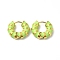 Enamel Round Hoop Earrings, Real 14K Gold Plated 304 Stainless Steel Jewelry for Women, Green Yellow, 18x21x6mm, Pin: 1mm
