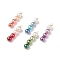 Glass Pendants, with Copper Wire, Round, Mixed Color, 40x9x8mm, Hole: 1.8mm