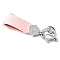 Zinc Alloy Keychain, with Rhinestone and PU Leather, Paw Print, Pink, 11x2.3cm