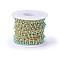 Handmade Enamel Beaded Chains, with Brass Curb Chains, Soldered, with Spool, Long-Lasting Plated, Real 18K Gold Plated, Aquamarine, 5.5x1.5~2mm, about 32.8 Feet(10m)/roll