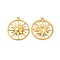 Ion Plating(IP) 304 Stainless Steel Pendants, Ring with Sun Charm, Real 18K Gold Plated, 26.5x24x2.5mm, Hole: 1.4mm