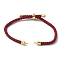 Adjustable Nylon Cotton Cord Making, with Rack Plating Brass Findings, Golden, Dark Red, 4-3/4~8-7/8 inch(12~22.5cm), 3mm, Hole: 2mm