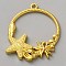 Rack Plating Ocean Theme Alloy Pendants, Golden, Ring Charms, Starfish, 41.5x35.5x4.5mm, Hole: 2.5mm