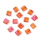 2-Hole Transparent Glass Seed Beads, Antique Style, Rectangle, Coral, 5x4.5~5.5x2~2.5mm, Hole: 0.5~0.8mm