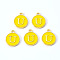 Golden Plated Alloy Enamel Charms, Enamelled Sequins, Flat Round with Letter, Gold, Letter.U, 14x12x2mm, Hole: 1.5mm
