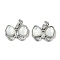Brass Clear Cubic Zirconia Pave Natural Shell Bowknot Charms, Platinum, 9x13.5x3mm, Hole: 3.5x2.5mm