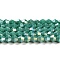 Opaque Solid Color Electroplate Glass Beads Strands, AB Color Plated, Faceted, Bicone, Light Sea Green, 4x4mm, Hole: 0.8mm, about 80~85pcs/strand, 30~32cm
