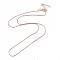 Brass Venetian Chain, Box Chain Necklaces, with Lobster Claw Clasps and Chain Extender, Long-Lasting Plated, Rose Gold, 16.65 inch(42.3cm), 0.8mm