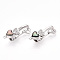 Brass Micro Pave Clear Cubic Zirconia Fold Over Clasps, Cadmium Free & Nickel Free & Lead Free, Black Lip Shell Heart, Platinum, 30mm