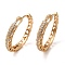 Brass Micro Pave Cubic Zirconia Hoop Earrings, Hollow Horse Eye, Light Gold, 26x27x4mm