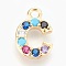 Brass Micro Pave Cubic Zirconia Charms, Letter, Golden, Letter.C, 13~14x7~10x2~2.5mm, Hole: 1.5~1.8mm